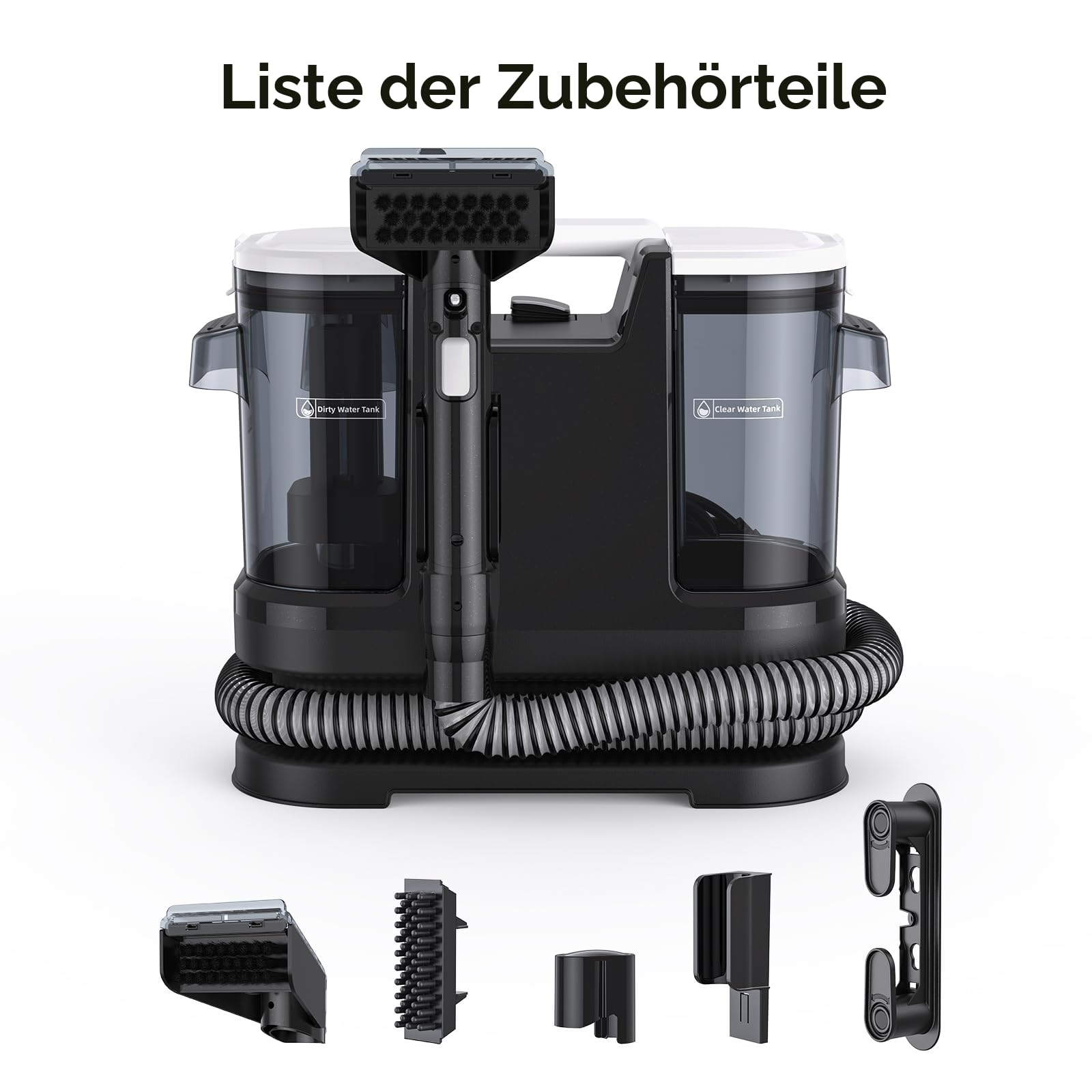 Polsterreiniger Gerät Nasssauger, 18kPa 600W Teppichreiniger Waschsauger Fleckenreiniger mit großem Tank & langem Kabel für Teppich, Sofa, Polster, Treppen, Auto, Vorleger