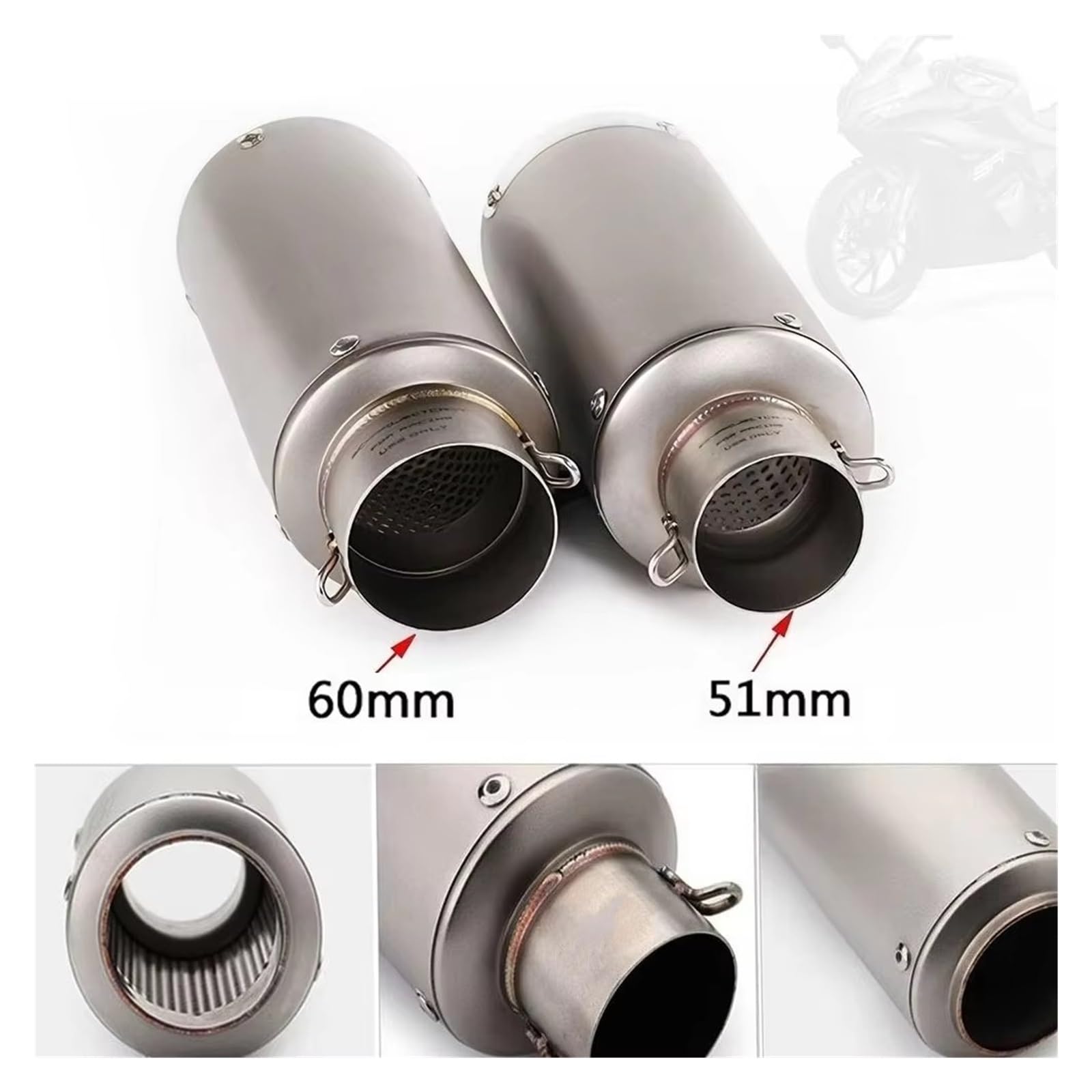 silencioso escape moto Para MT07 Para Z900 Para CBR600 Para S1000RR | Escape de escape con tubo de escape modificado DB Killer de 51 mm/60 mm(B)