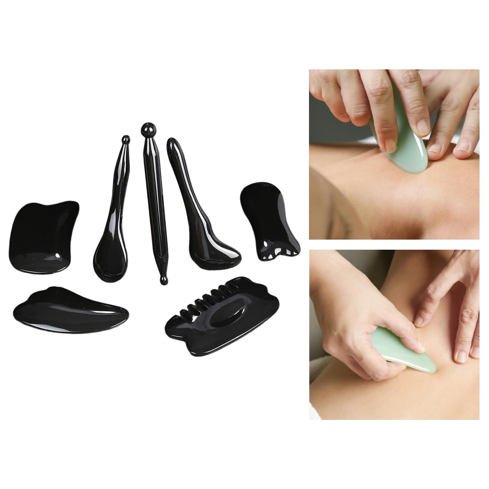 Herramienta de Masaje Gua Sha de Resina de 4x7 Piezas, Manual, para Un Lifting Facial Y Una Tez Hermosa. Tabla de Masaje Gua Sha, 4 piezas