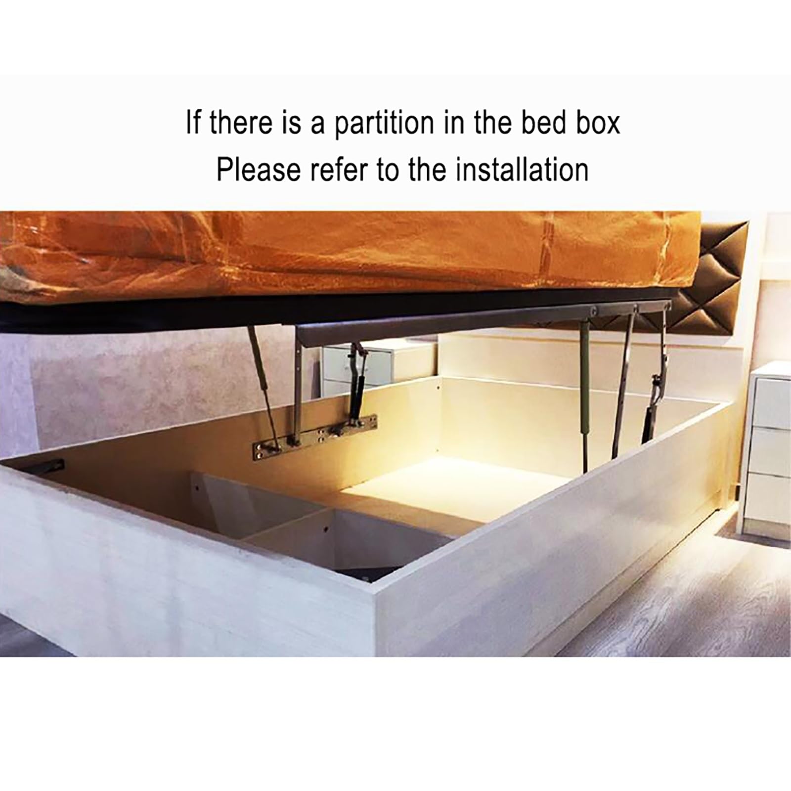 Mecanismo de Elevación de Cama de Alta Resistencia, Resorte de Amortiguador de Gas Para Caja de Cama de 1510 mm, Bisagras de Resorte de Elevación de Cama Hidráulicas Plegables(Applicable to 1.5m bed)