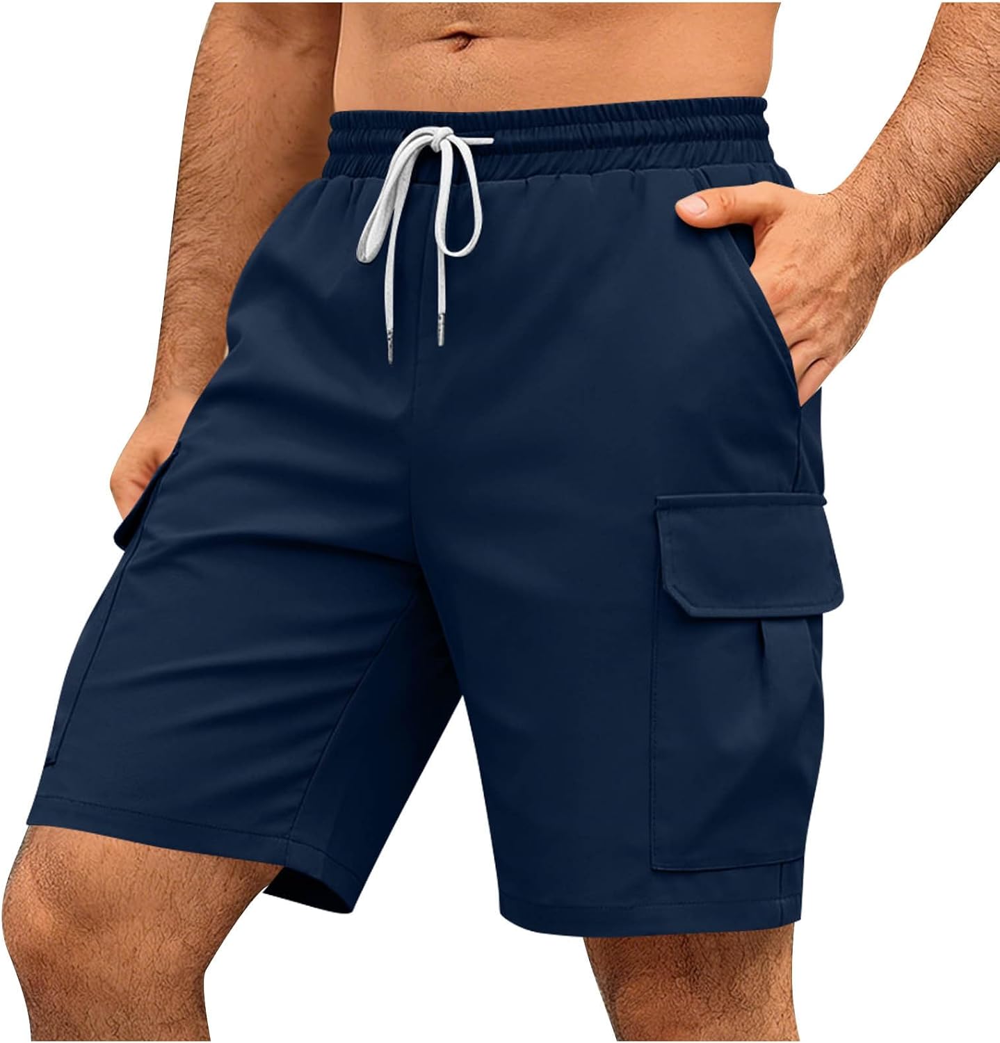 Mens Cargo Shorts Relaxed Fit Running Athletic Shorts with Multi Pockets Elastic Waist Lightweight Hiking Work Shorts