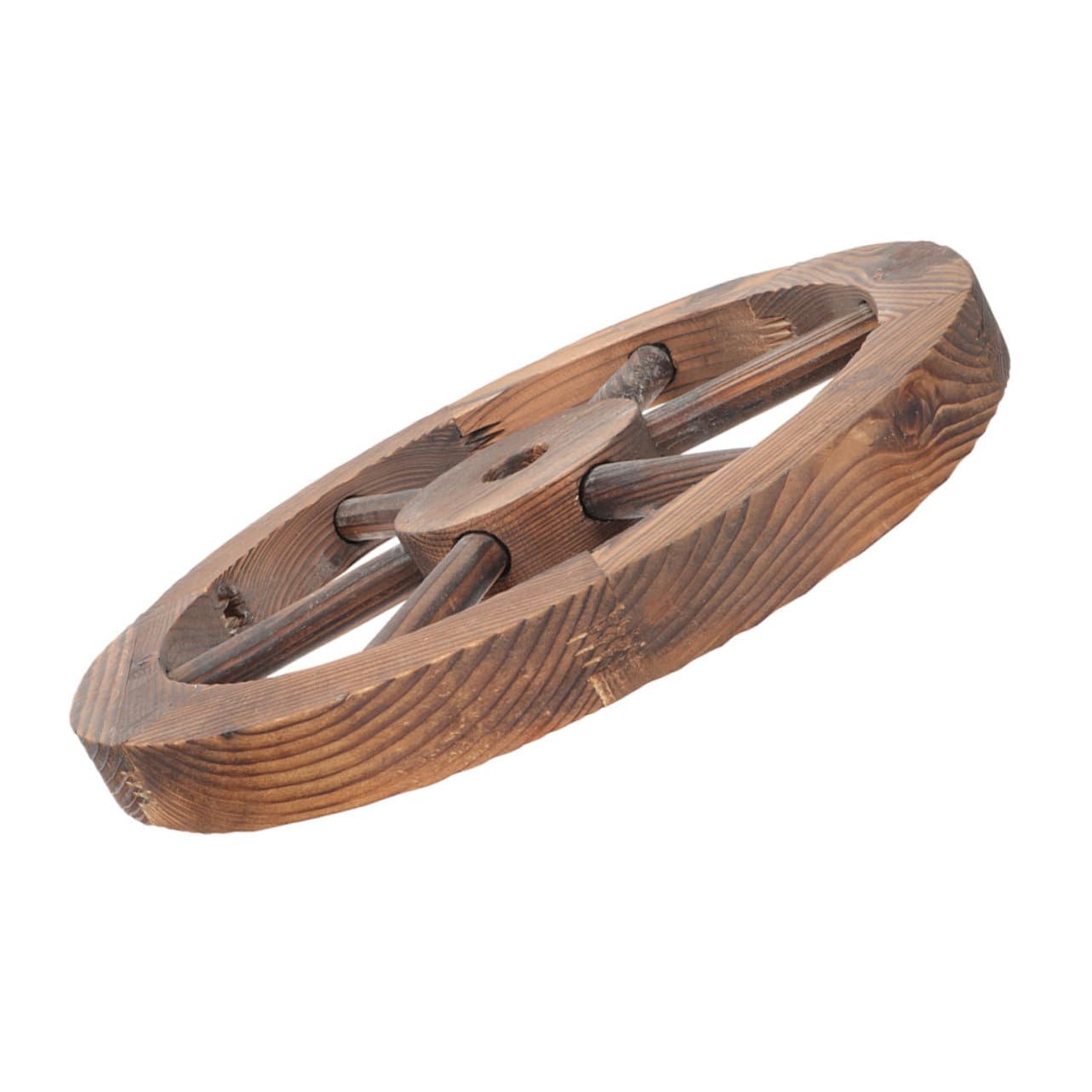 Roue de charrue en bois de 40 cm objet déco rustique mural