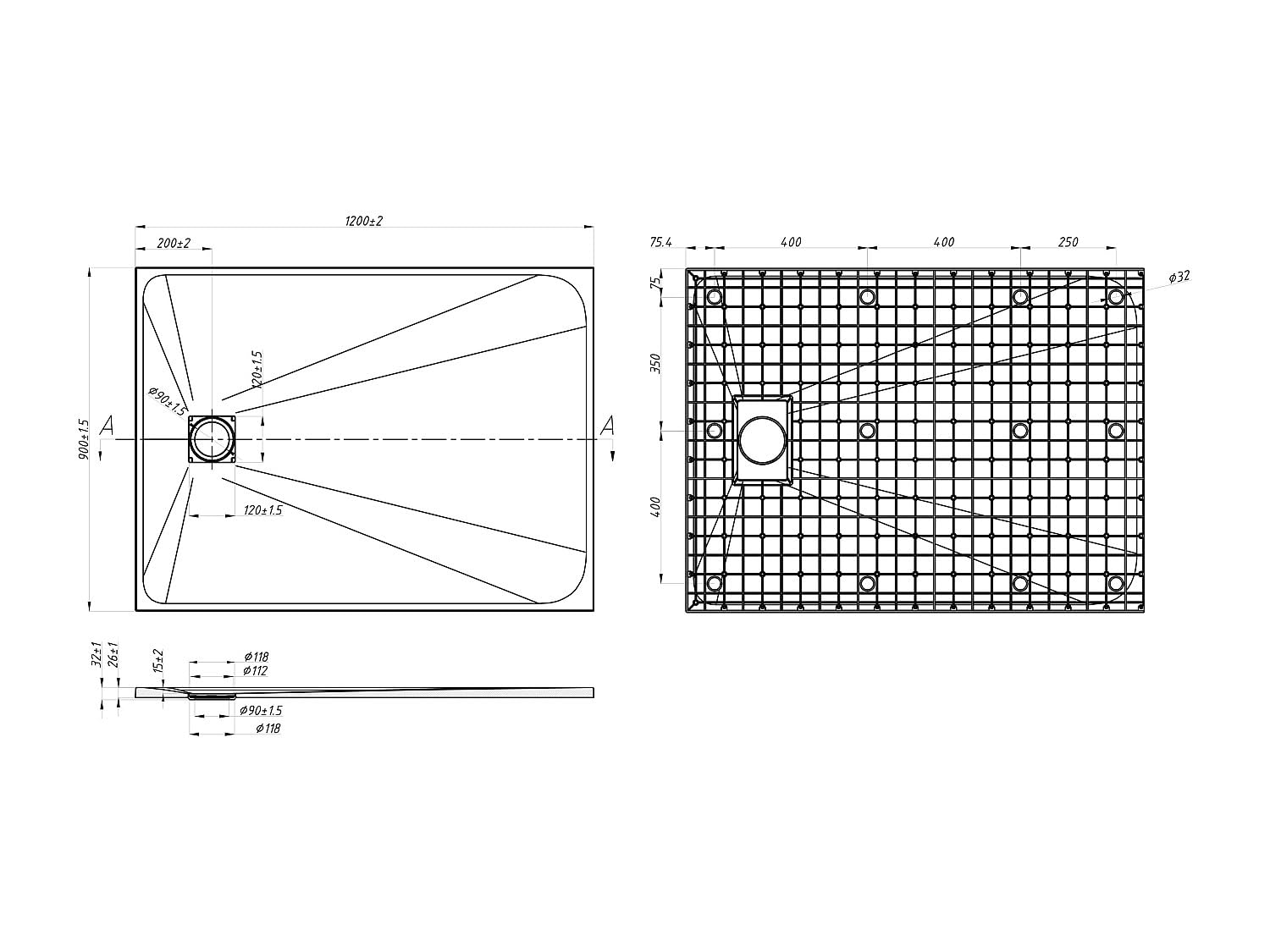 Vente-unique - Receveur de douche extra plat à poser ou à encastrer recoupable en résine SMC - Blanc - 120 x 90 cm - MIRNOSA
