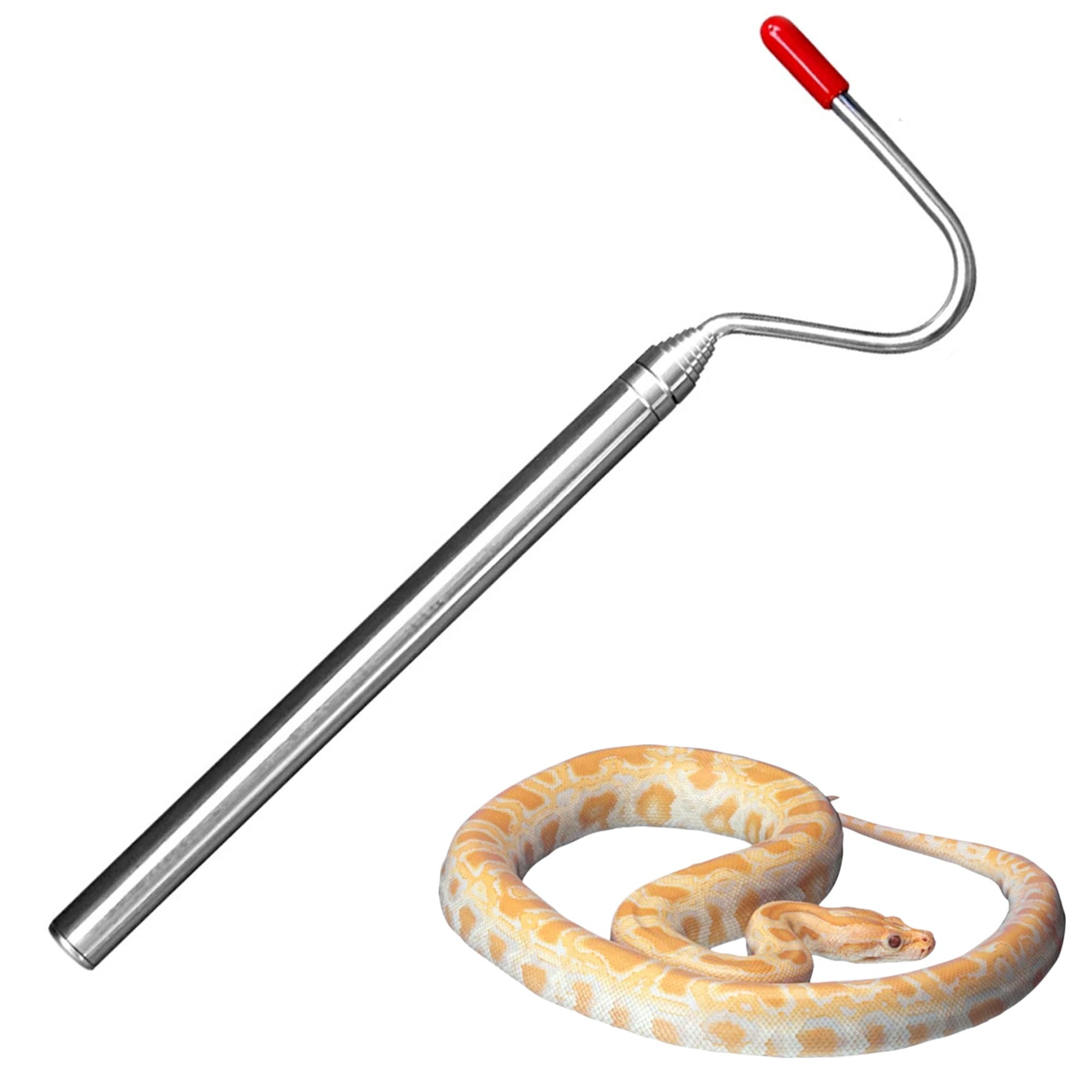 LEOUEANR Retractable Snake Hook, Stainless Steel Reptile Catching Tool for Snake Handling