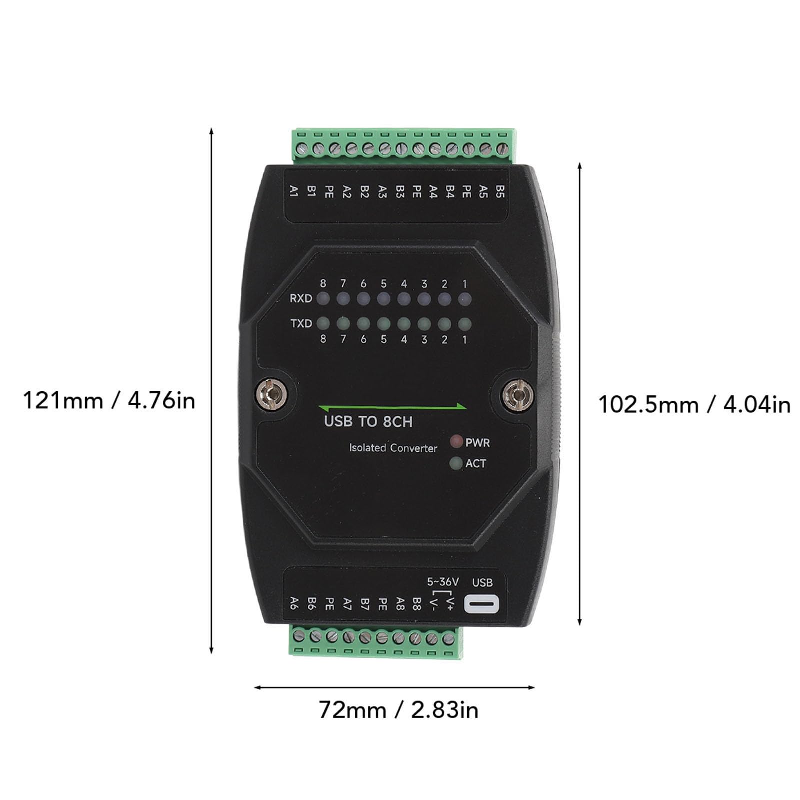 USB - C to 8 - Channel Isolated RS485 Converter, USB to RS485 Adapter with 1200bps–921600bps Speed, 5–1200m Range, for Industrial Automation, PLC, and SCADA Systems