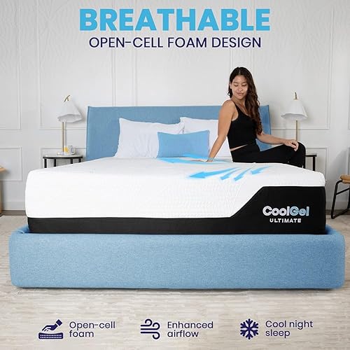 Miniatura 109 de Cool Gel - Colchón de espuma viscoelástica de 8 pulgadas tamaño California King de firmeza media, colchón de espuma viscoelástica tamaño King