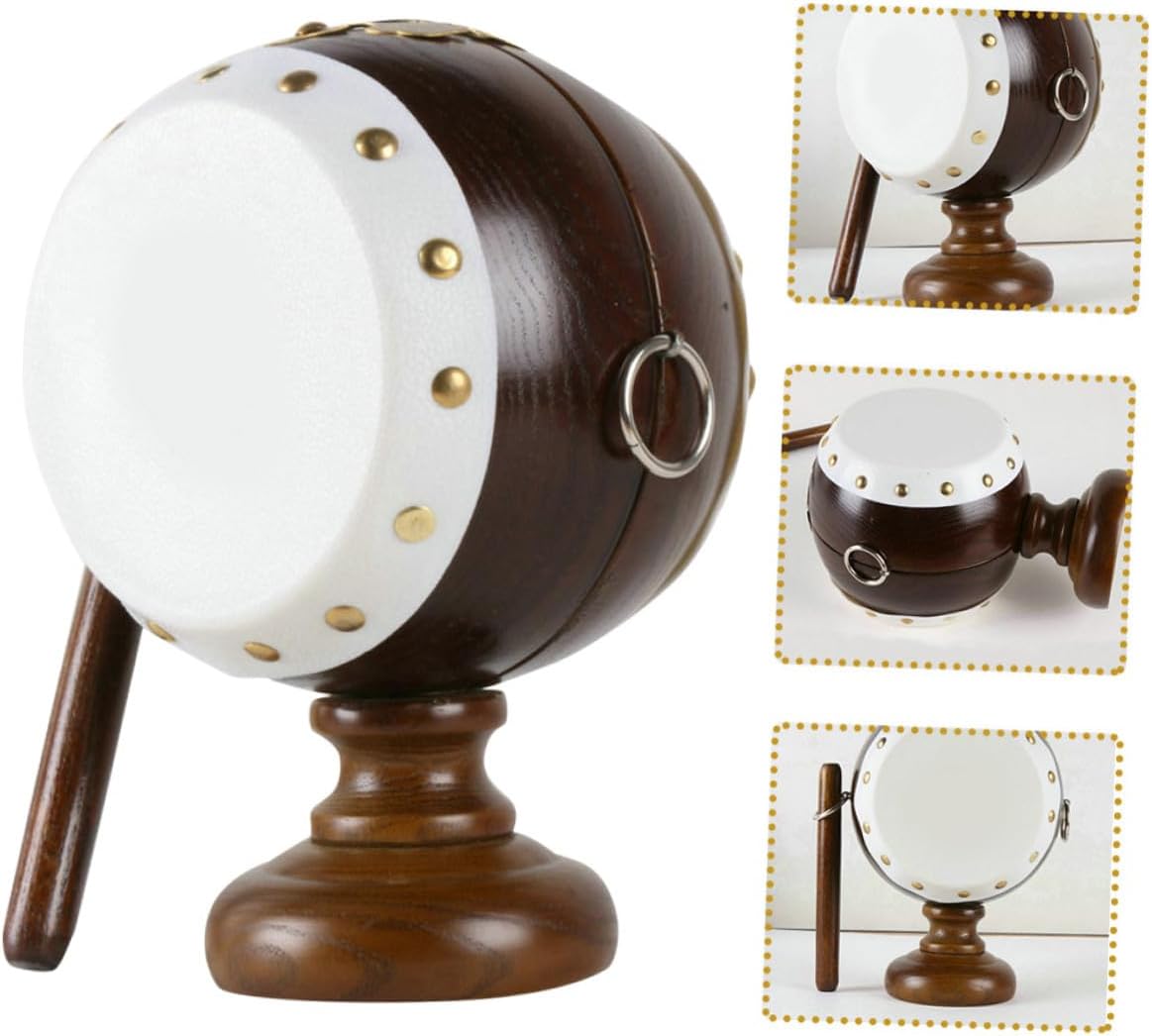 Wooden Piggy Bank for Adults Unique Korean Drum Shape Money Saving Jar Decorative Cash Storage Box Creative Solid Wood Money Bank for Home Office