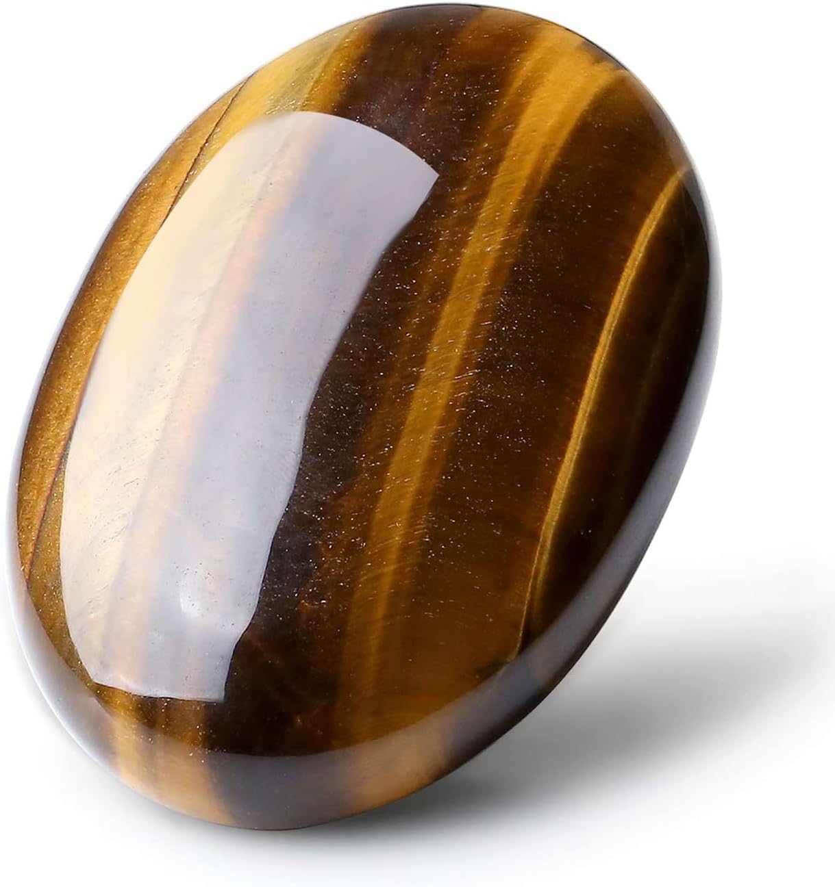 LAIDANLA Tiger's Eye 2.4" Large Palm Stone Healing Crystals Natural Gemstones Calming Effects Energy Balancing Reiki Polished Worry Stone Cleansing Protection Anxiety Stress Relief Therapy 1PC