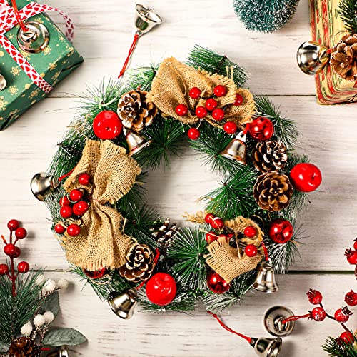 24 Pack 1.5 Inch Christmas Bells Santa Sleigh Bell Christmas Believe Silver Ornament Printed Bell With Red Ribbon For Christmas Tree Home Decoration, 12 Styles(Trumpet Style) #TOP3