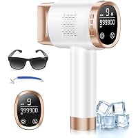 21J Epilatore Luce Pulsata con Raffreddamento a Ghiaccio 8°C,Epilatore Laser a 9 Livelli e Luce Rossa 600NM,Epilatore