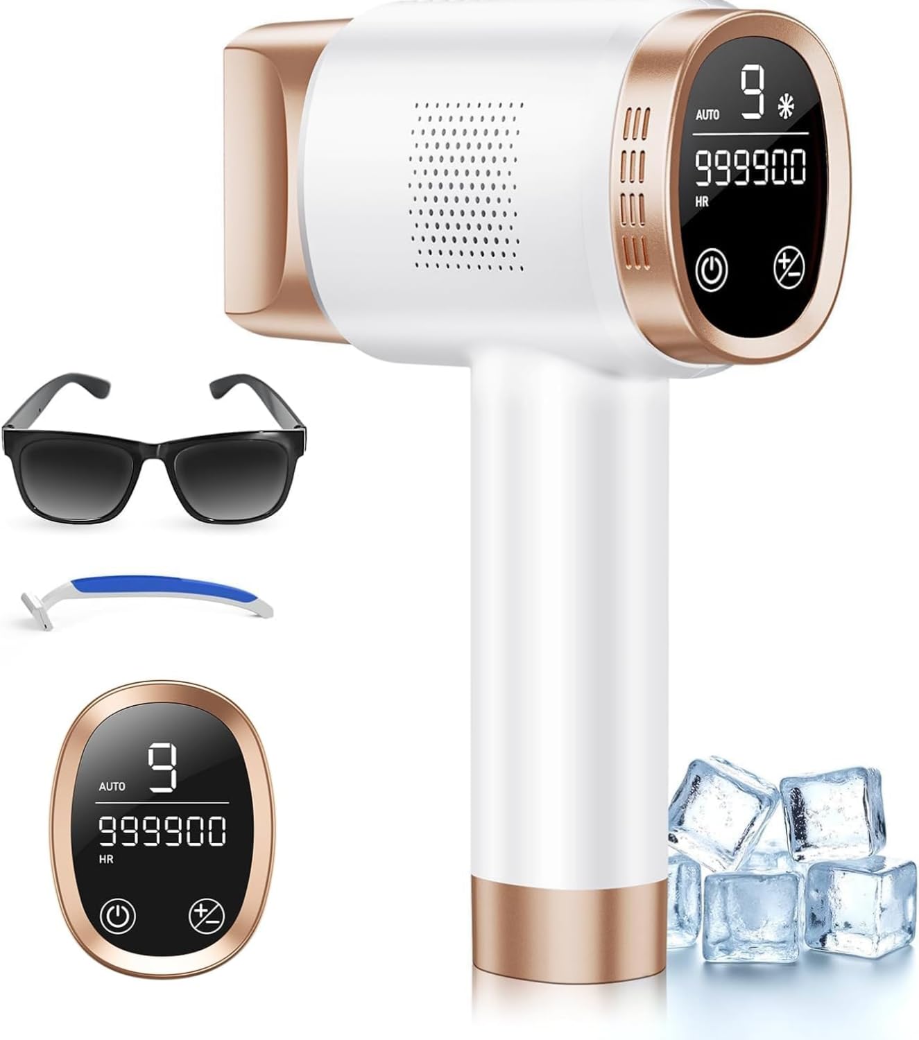 21J Epilatore Luce Pulsata con Raffreddamento a Ghiaccio 8°C,Epilatore Laser a 9 Livelli e Luce Rossa 600NM,Epilatore a Luce Pulsata Touchscreen per Uomini,Donne,Viso,Braccia,Zona Bikini,Corpo