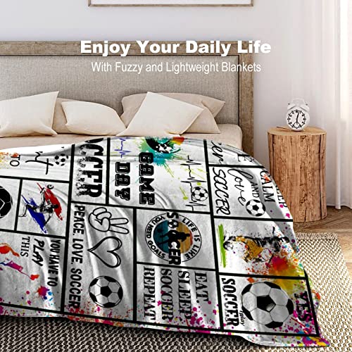 Soccer Blanket Gifts For Boys Girls Outdoor Ultra Soft Flannel Soccer Team Soccer Lovers Blankets And Throws Bed Bedding Couch Sofa For All Seasons #TOP5