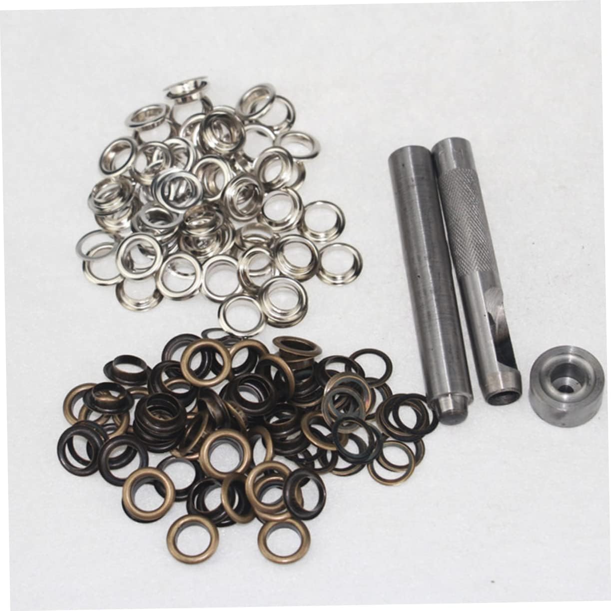 Operitacx 100set Grommets Kit Tools Brass Eyelets Button Set Antique Brass Silver for Shoes Clothing Crafts DIY Projects Inner Diameter