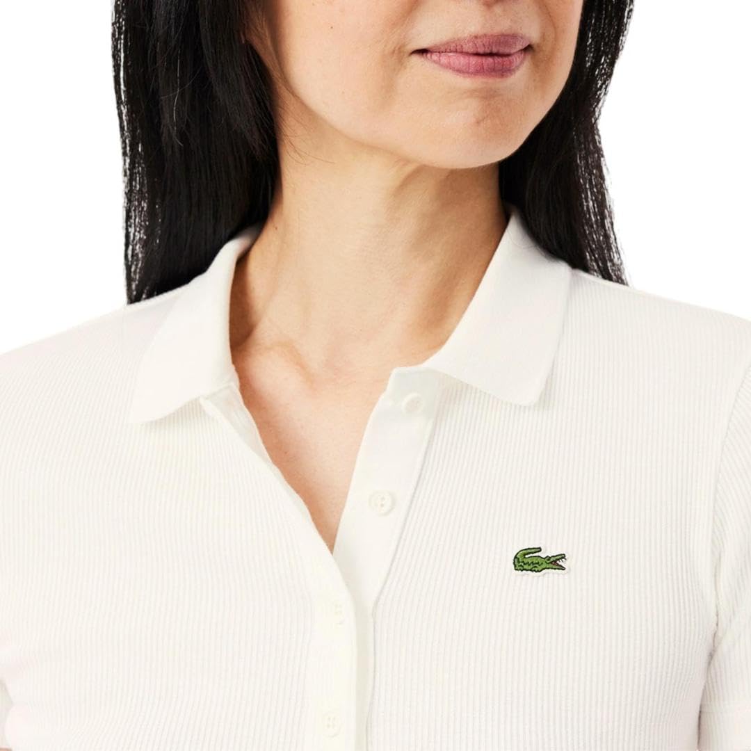 Lacoste Womens L.12.d Short Sleeve Slim Fit Green Croc Polo - Image 2