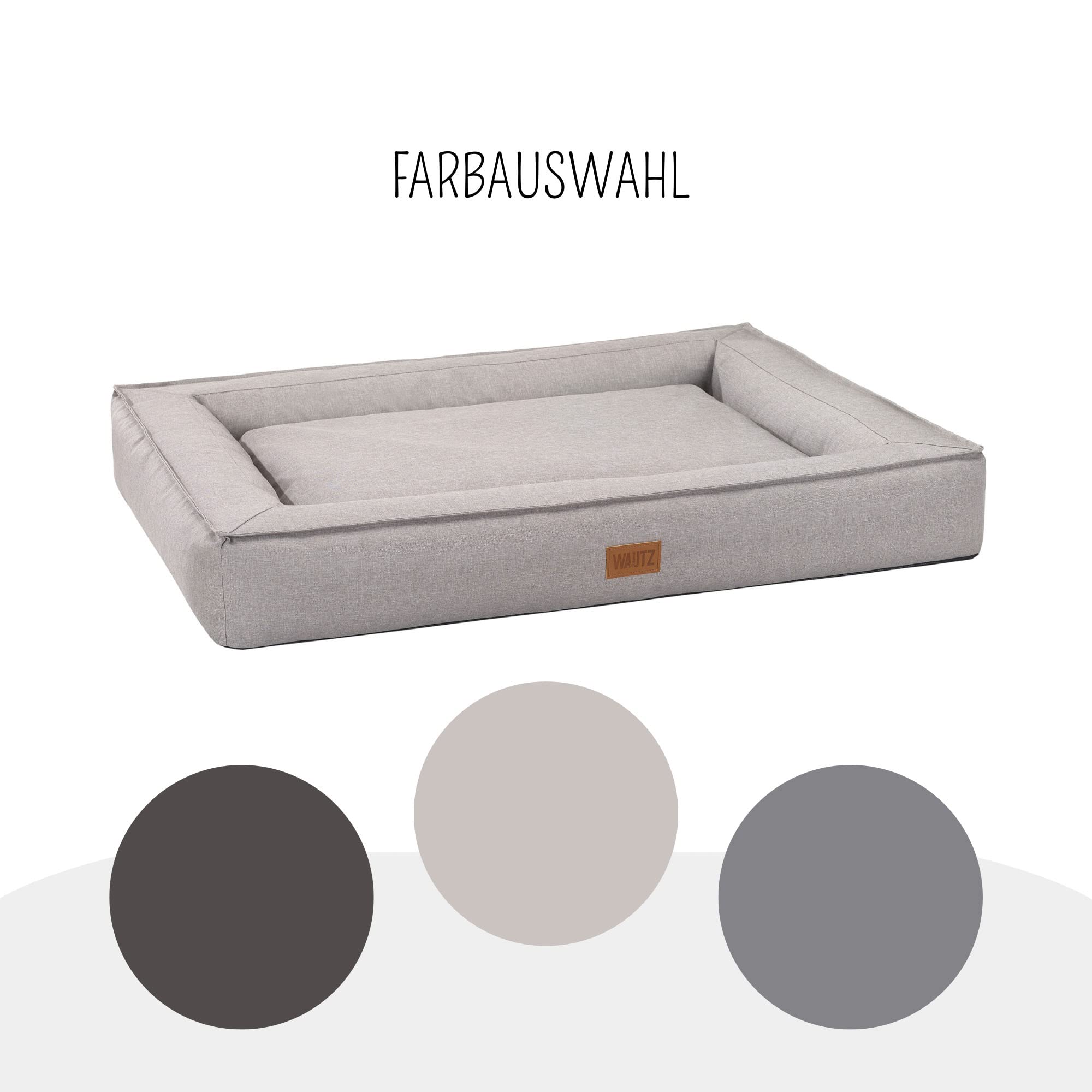 MSS e.K. Hundebett BOXBED 105 x 80 cm XL in Beige Hundekorb mit abnehmbaren Velours-Bezug und weicher Polsterung waschbares Hundekissen 105 x 80 x 19 cm Hundematte Hundesofa Welpenbett