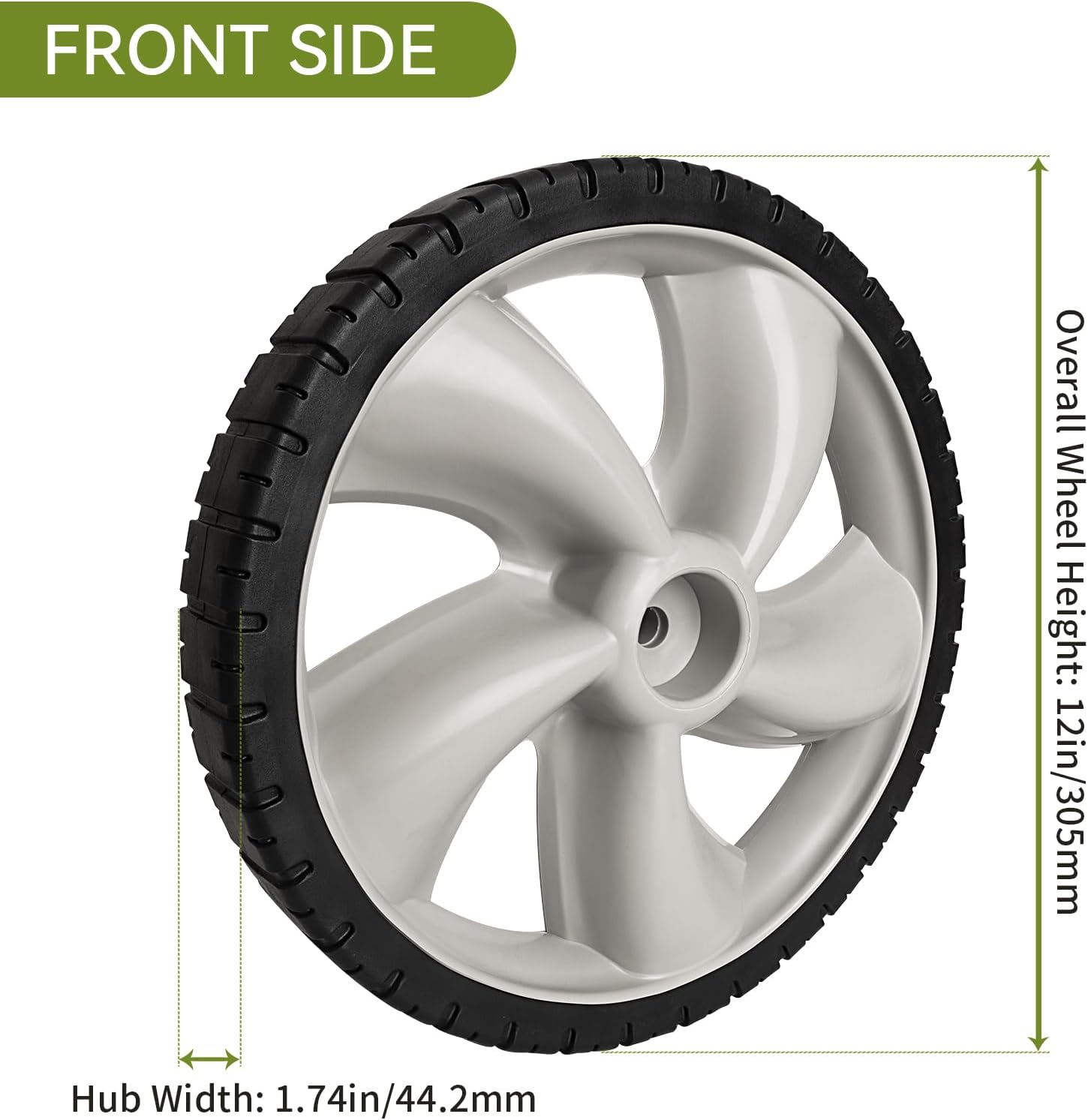 Replacement 490-324-0002 Rear Wheels for Craftsman Lawn Mower - 12-Inch Mower Wheels Tires Compatible with Pou-lan, Brute, Hon da, Hu sqvarna, Yard Machines Walk Behind Mowers, 2 Pack