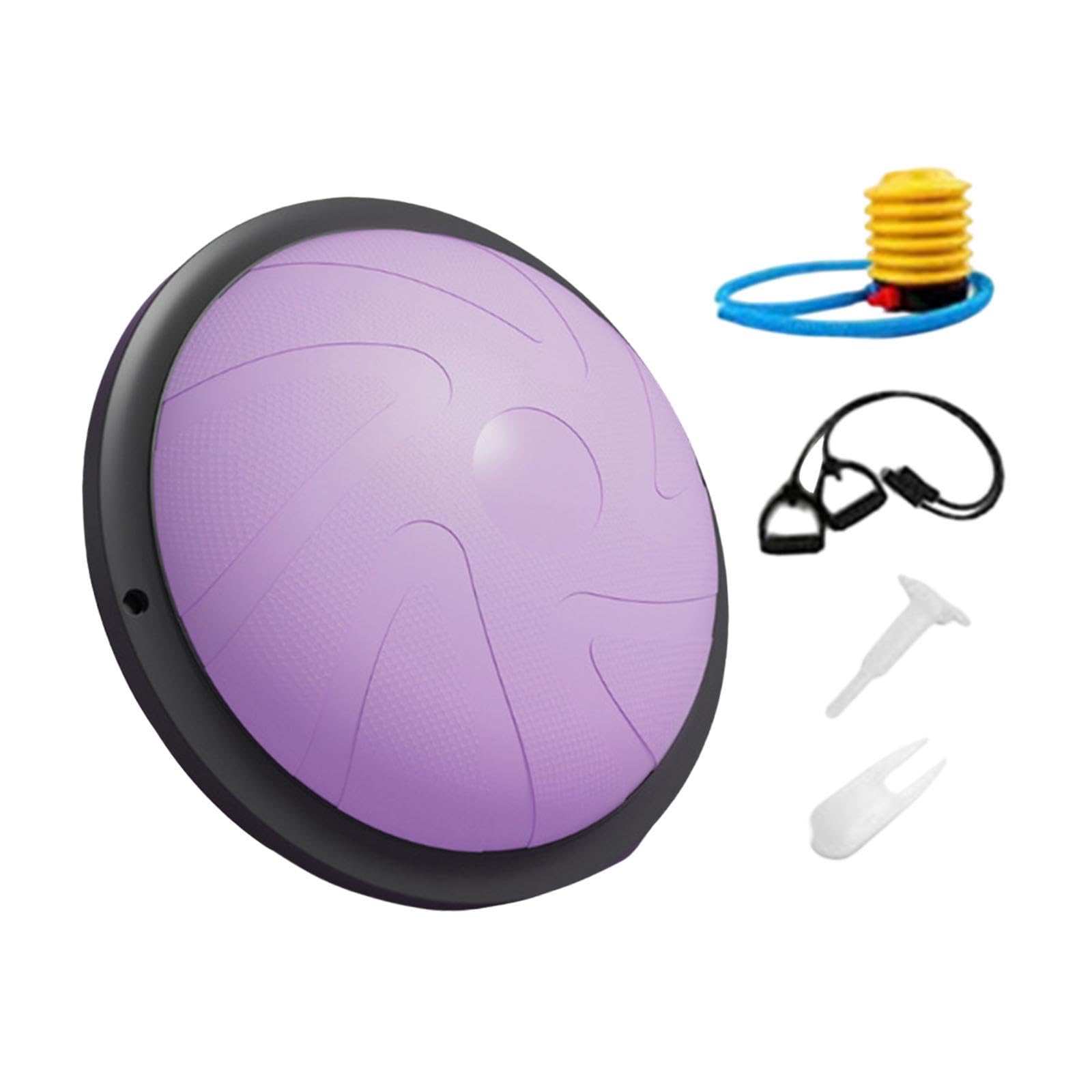 kowaku Balance Ball Balance Trainer Non Slip Base Hemisphere with Resistance Bands and Pump Half Exercise Ball for Workout Home Gym, Purple