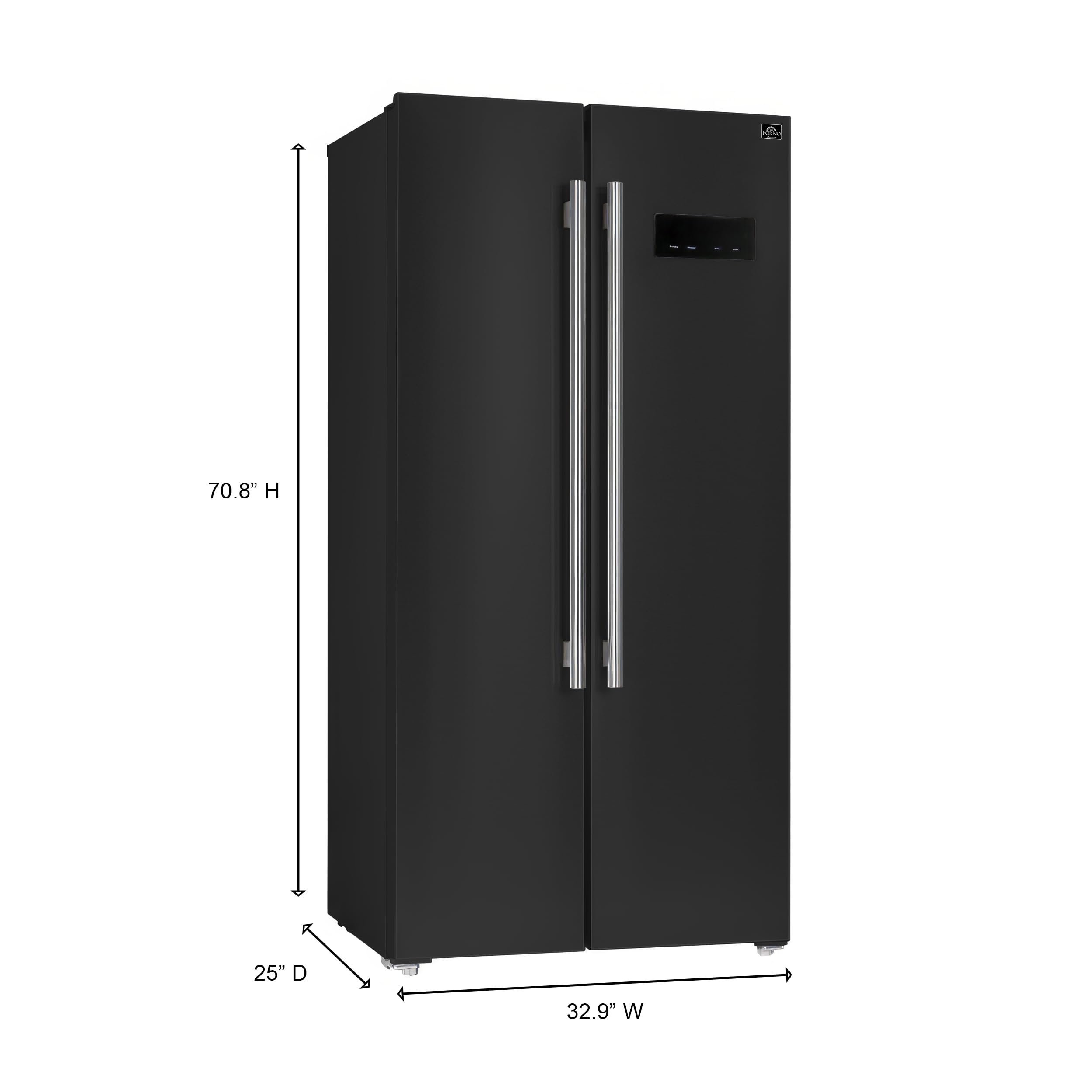 Forno Salerno 33-Inch Side-By-Side Refrigerator - 15.6 Cu.Ft. Refrigerator For Kitchen With LED Touch Control, Fast Cool, Fast Freeze, (Black) on Fridge.com - View 6
