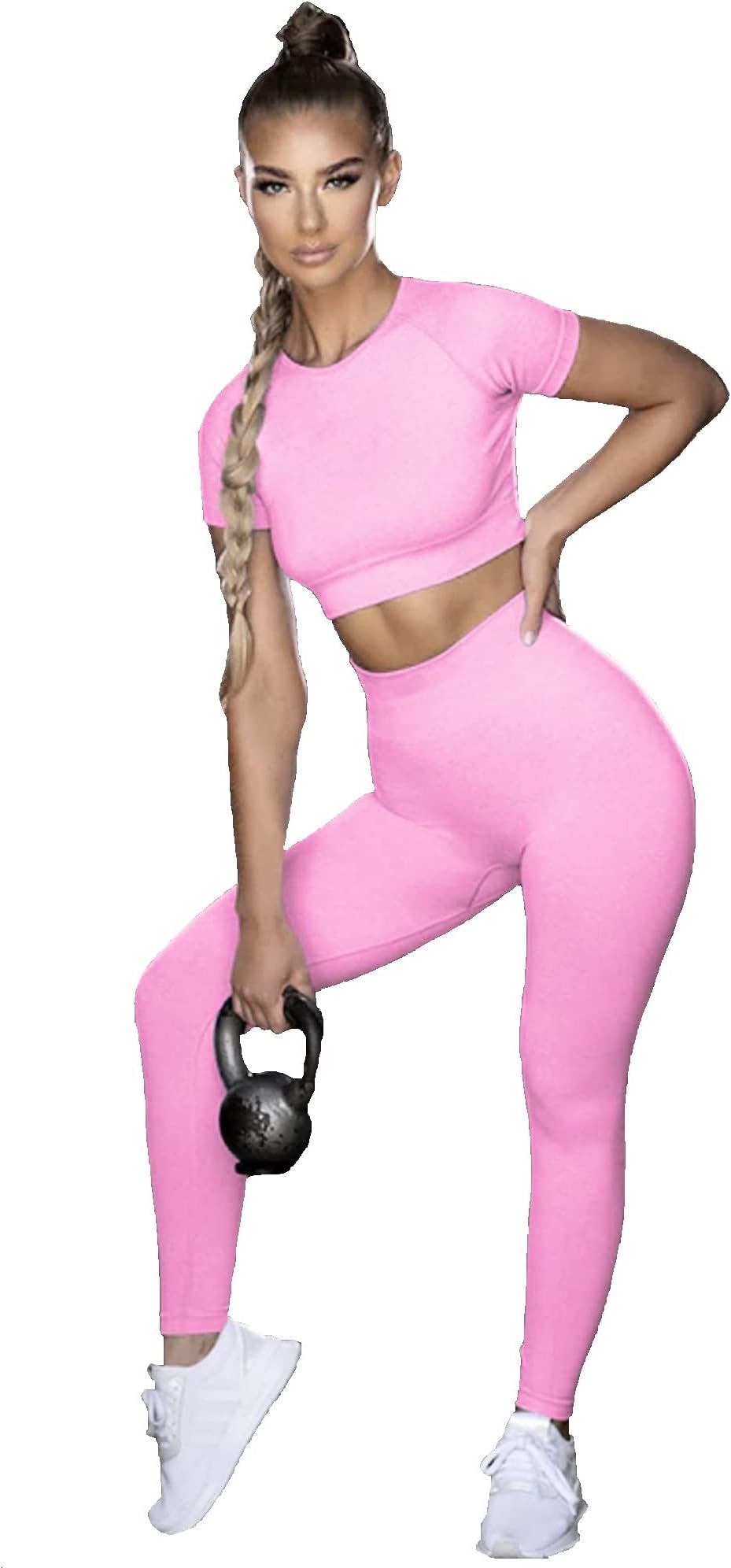 Sweet CathyHigh Waist Seamless Leggings and Crop Top Yoga Set Sportswear Workout Gym Outfit Gym for Women