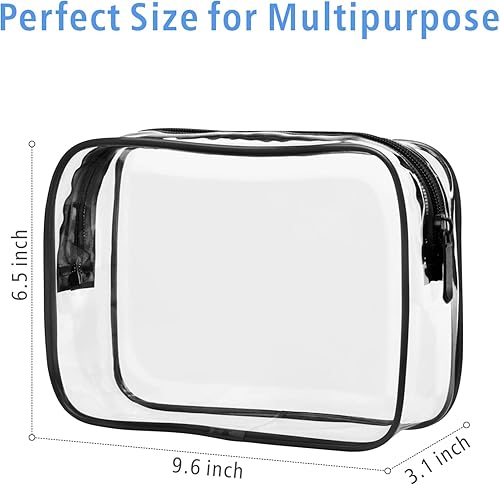 Miniatura 4 de PACKISM Paquete de 3 bolsas de aseo aprobadas por la TSA y bolsa transparente aprobada por estadios, paquete de 3 unidades, grande negro y mini