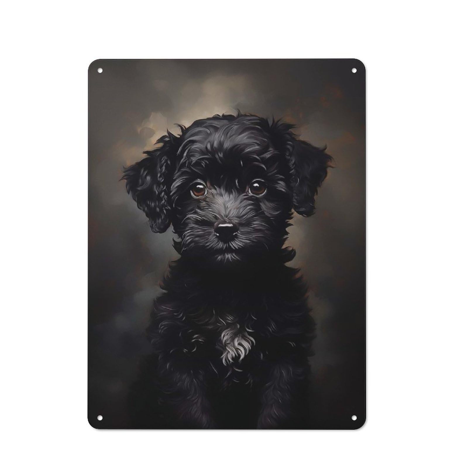 Junmoney Style Vintage Black Poodle Puppy Metal Plaque 40X30cm, Kitchen Wall Decor For Restaurant, Kitchen, Counter Or Breakfast Nook