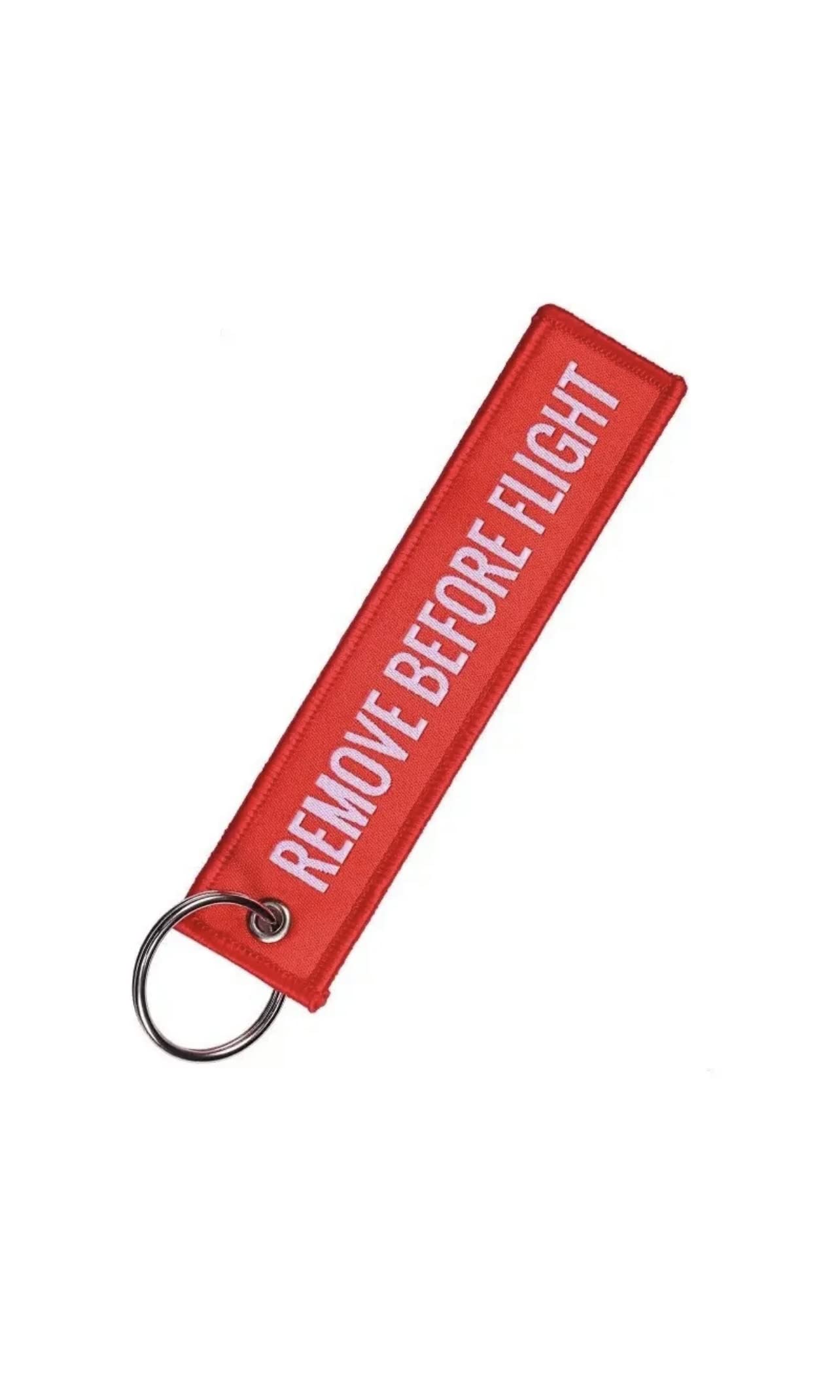 Exuding Self Confidence Remove Before Flight Keychain for Aviation Enthusiasts or Pilots Red/White Woven Not Embroidered 5.1" x 1.1" ATV Suv Car Bike Motorcycle Truck Travel Luggage Pilot Keychain,