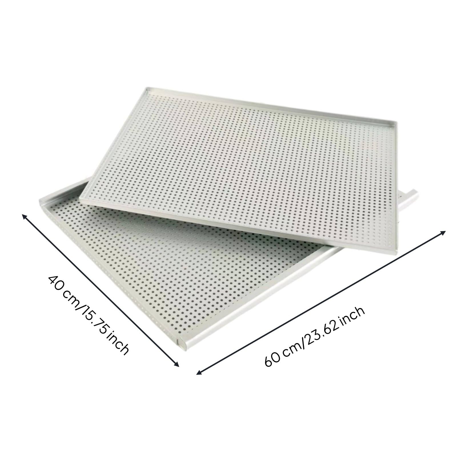 Teglia Professionale da Forno Perforata Resistente in Alluminio Vassoio Anti-deformazione Pasticceria Teglia per Cottura Professionale Adatta a, 60x40cm, Anodizzato