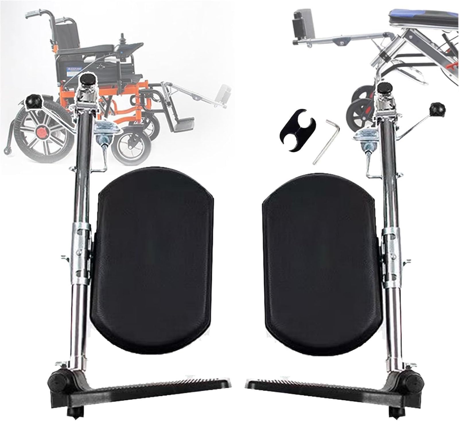 Reposapiernas Elevadores para Silla De Ruedas: Universal, Soporte De Pedal Único: 100 Kg, Fácil Limpieza, Ángulo Ajustable/90°-180°, con Reposapiés Acolchados, para Ancianos(Apair)