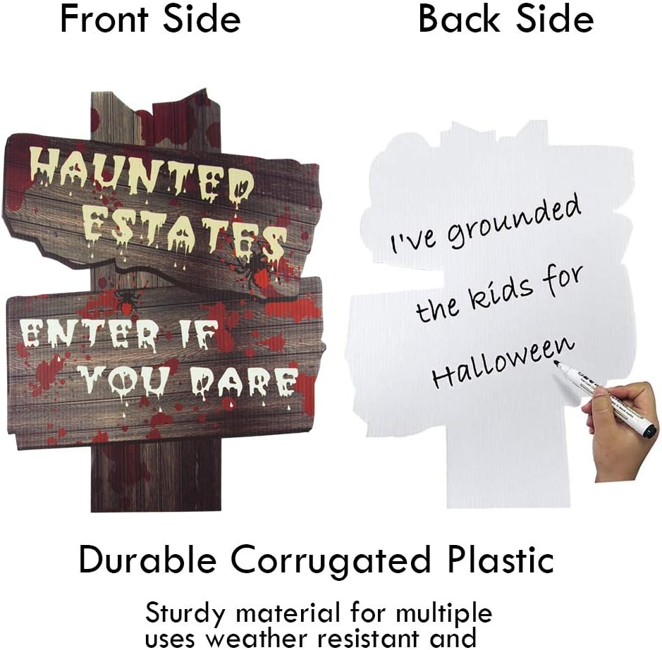 Halloween Yard Signs Decorations Stakes, 6 Pack Beware Signs Yard Warning Signs, 6 Pack Outdoor Lawn Signs , 15" x 11" Yard Decor for Haunted House, Creepy Sidewalk Warning Signs Scary Theme Party