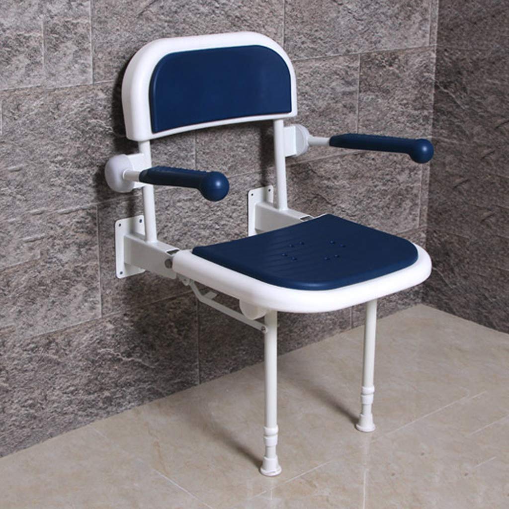 Casa Bañera Ducha Elevador Silla Montaje en Pared Plegable Mujer Embarazada Asiento de banqueta de baño con Respaldo Asa de Seguridad Ayuda de Seguridad para el baño para Ancianos, discapacitados