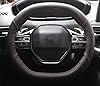 Mayco Bell Microfiber Leather Car Steering Wheel Cover Fit for Peugeot 4008 5008 2016-2019 508 208 2019 e-208 (Black Red Line)