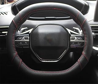 Mayco Bell Microfiber Leather Car Steering Wheel Cover Fit for Peugeot 4008 5008 2016-2019 508 208 2019 e-208 (Black Red Line)