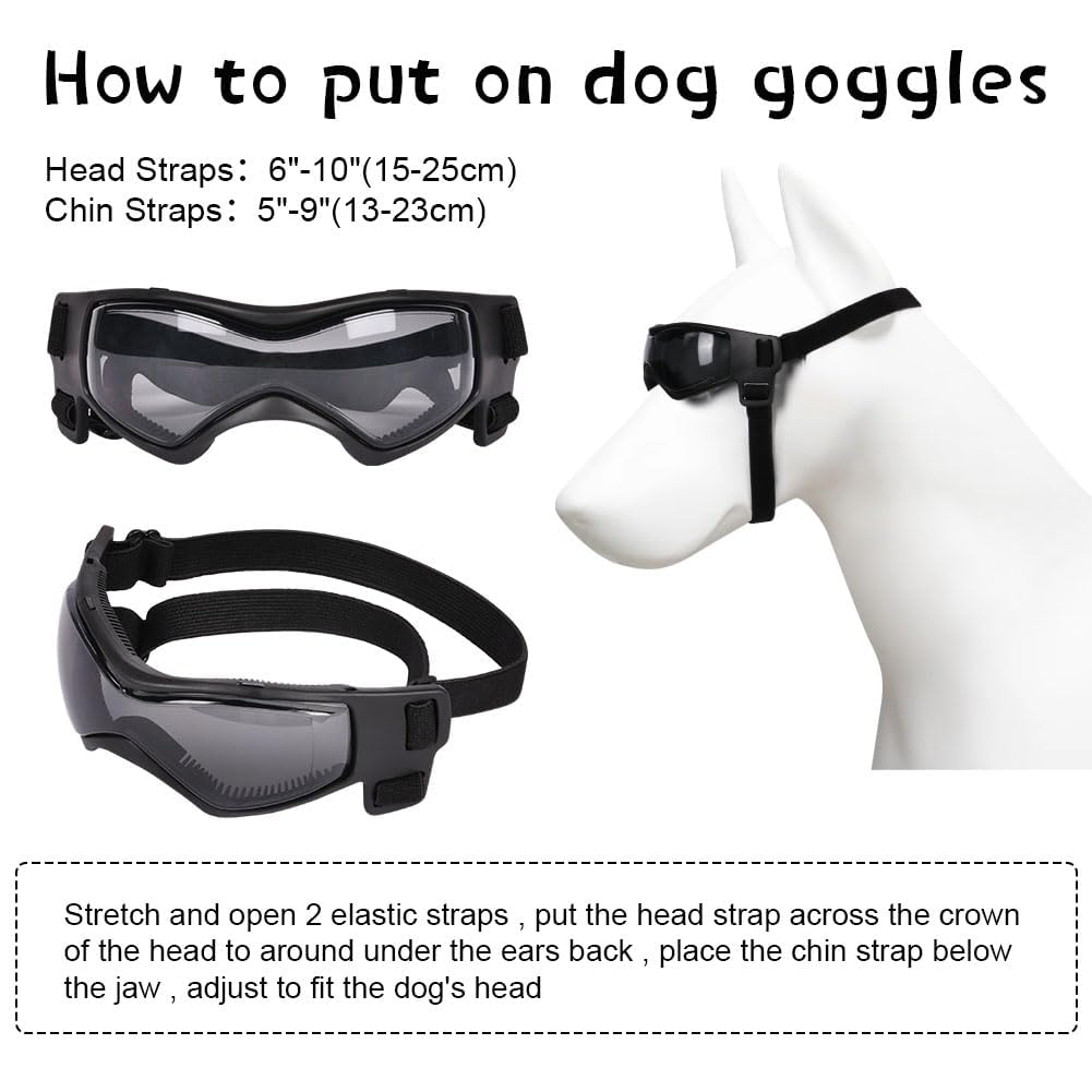 Occhiali per Animali Domestici, Occhiali da Sole per Cani di Piccola Taglia, Antivento Occhiali per Cani con Cinturino Regolabile, Anti UV, Impermeabili, per Cani di Taglia Piccola/Media (S)
