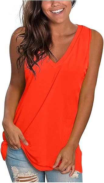 Lastesso Summer Tank Tops for Women 2024 Casual V Neck Sleeveless Shirt Blouses Loose Fashion Vacation Cute Tanks Clothing