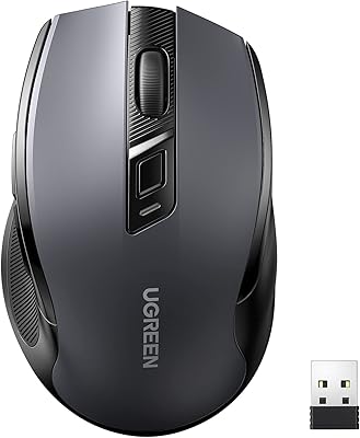 UGREEN 2.4G Maus kabellos mit 4000 DPI, Ergonomisches Design, Wireless Mouse mit USB Empfänger, 18 Monate Akkulaufzeit, funkmaus kompatibel mit Laptop Computer Windows macOS Linux (Schwarz)