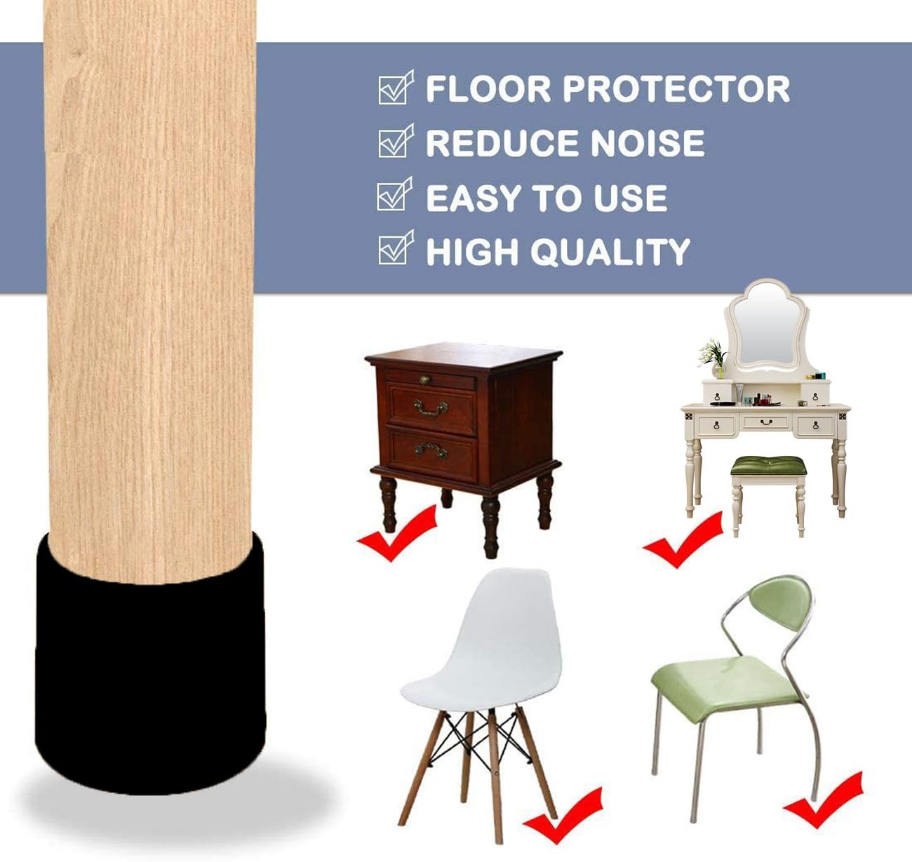 16 pezzi di protezioni per gambe di sedia in silicone quadrate 16 pezzi di protezioni per gambe di sedia in silicone quadrate