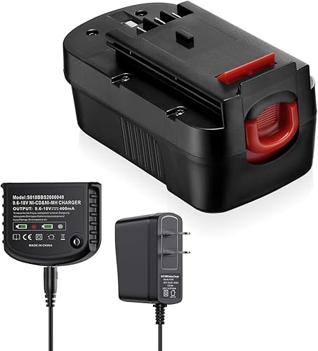 18V Battery & Charger 3.7Ah HPB18 for Black and Decker 18V 244760-00 A1718 FS18FL FSB18 Firestorm + 90571729-01 Multi-Volt Output Battery Charger