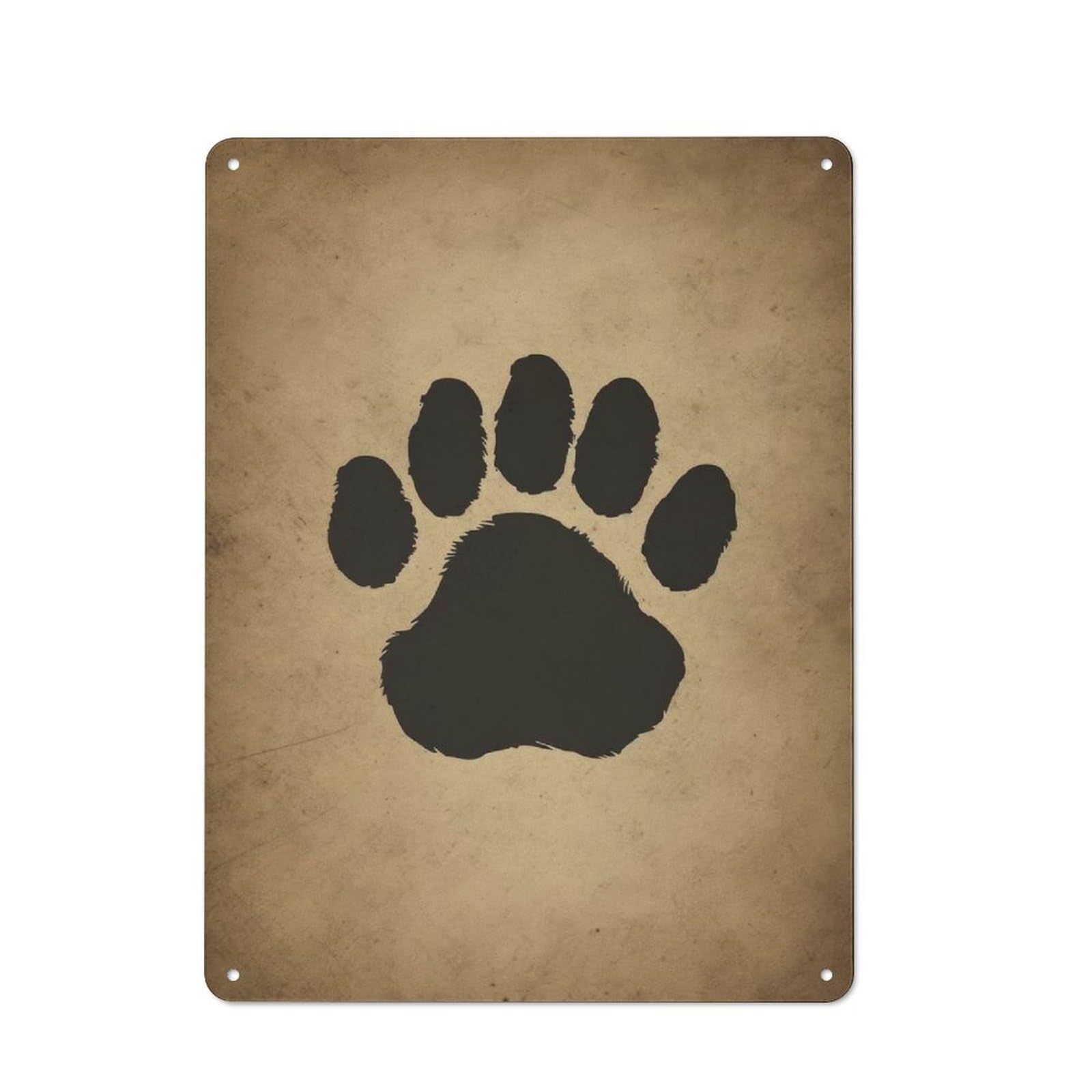 For Hallway Wall, Vintage Bear Paw Print Vintage-inspired Metal Sign 40x30cm, A Moving-home Gift for Collectors of Tin Signs