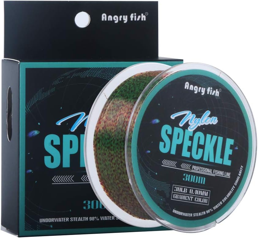 ANGRYFISH Speckle Monofilament Fishing Line - Strong and Abrasion Resistant - Shock Absorber - Invisible -Camouflage Nylon Line - 300M/328YD Mono Line 5-35LB : Sports & Outdoors