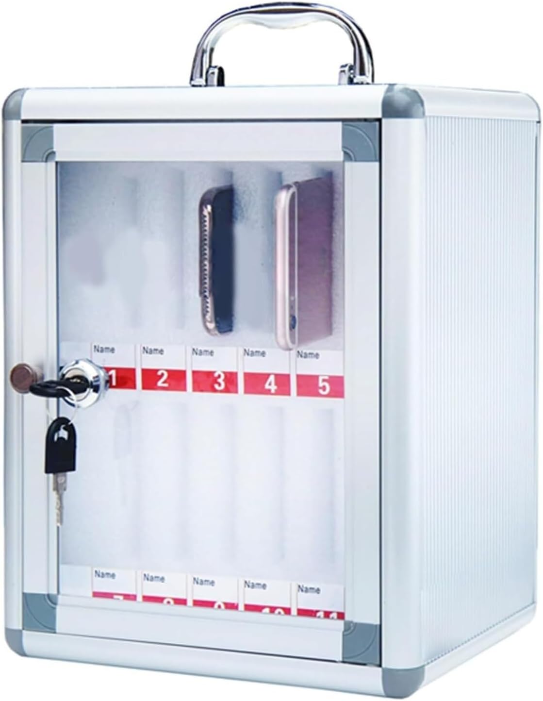 Phone Jail, Portable Storage Cabinet, Wall-Mounted Cell Phones Locker Box with Handle(23x20x28cm/9x8x11in)