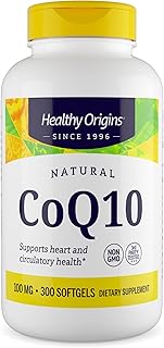 Healthy Origins® CoQ10 100 mg – Natural Trans-Isomer Ubiquinone – Yeast Fermented, Supports Heart Health & Cellular Energy – Non-GMO 300 Softgels