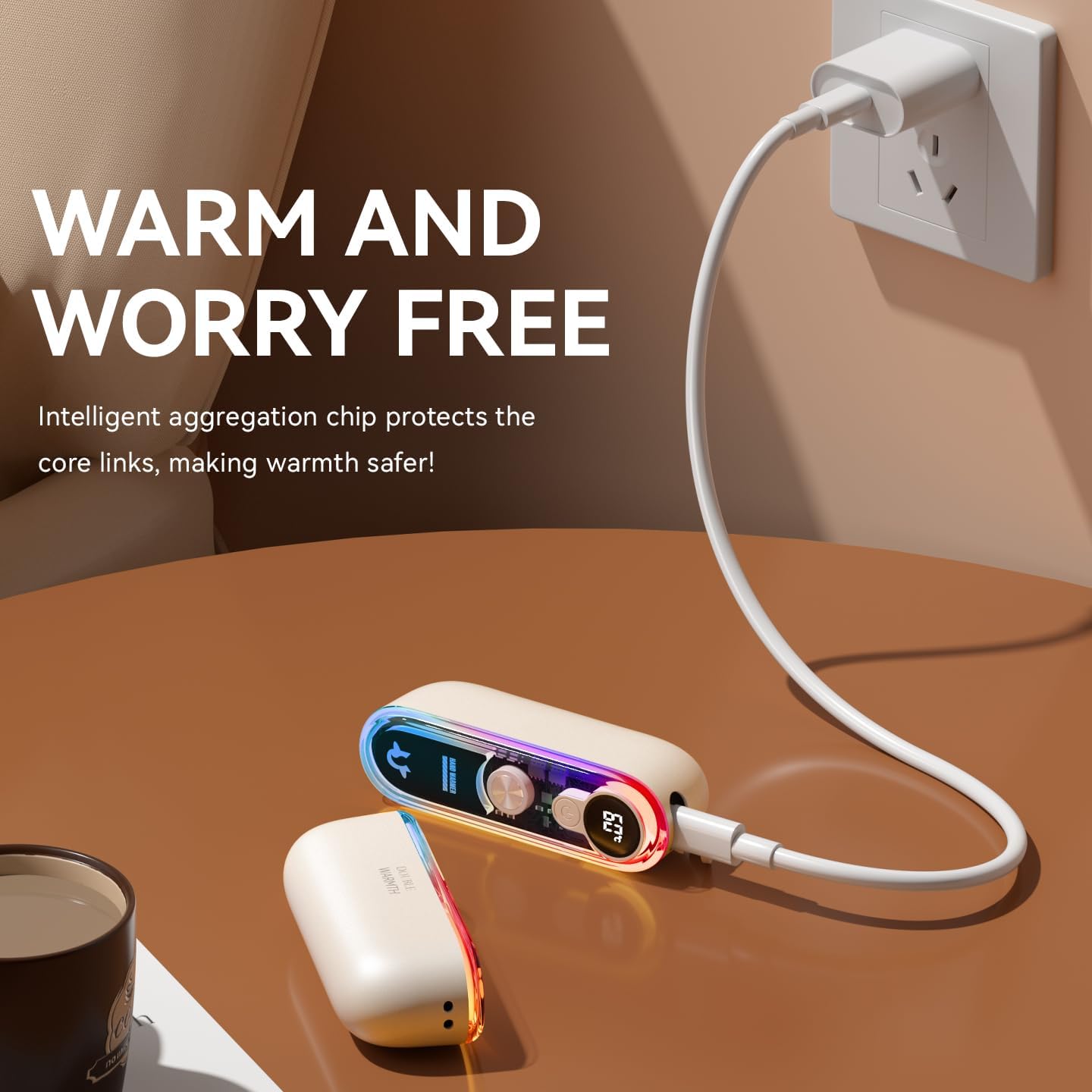 Hand Warmers Rechargeable 2 Pack, 2 in 1Magnetic Electric Handwarmer, 3 Levels Heat Up to 60℉, Portable Mini Pocket Heater for Raynauds, Golf, Camping, Men, Women