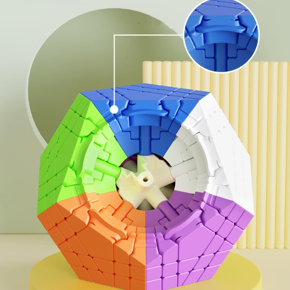 XMDCuber Megaminx 5x5 Stickerless Puzzle Cube, 5x5 Dodecahedron Speed Cube, Pentagonal Magic Cube Dodecahedron