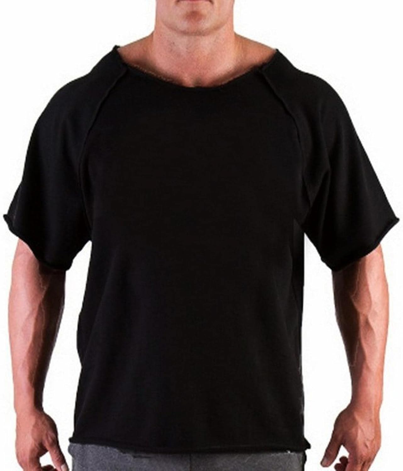 Men’S T-Shirts Men Cotton Casual T Shirts Fitness Men Bodybuilding Shirt Batwing Sleeve Rag Shirt Gym Wear Running T-Shirt Round Neck