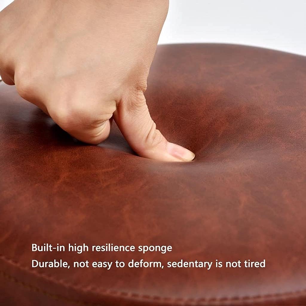 Minimalist Fashion Creative Solid Wood Shoe-Changing Stool with Beech Legs Household Leather Stool Soft Seat Small Stool Cylindrical Footstoolcasual/Short Brown