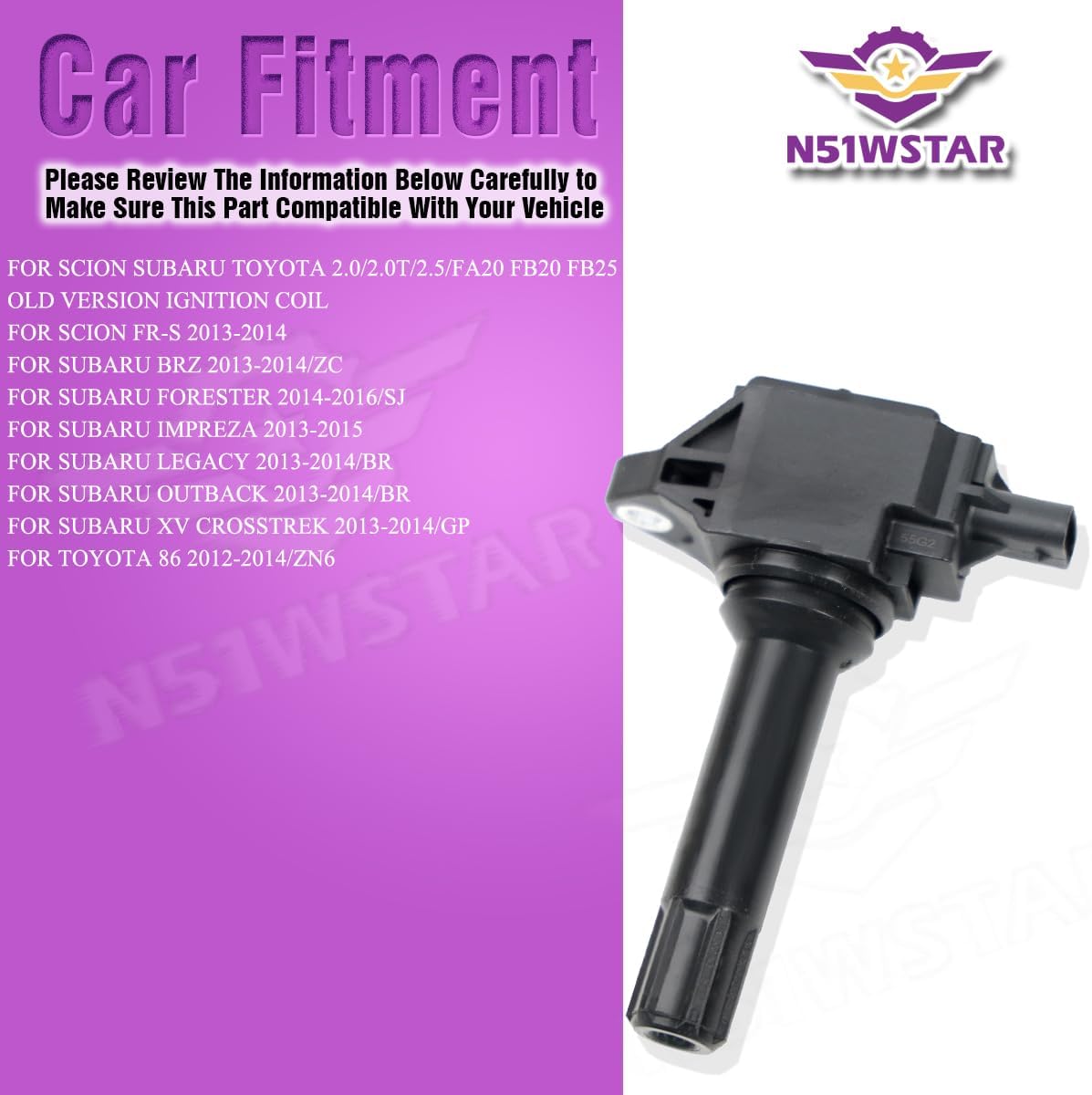 IGNITION COIL PACKS SET OF 4 Compatible With BRZ FORESTER IMPREZA LEGACY OUTBACK XV 86 SCION FR-S 2.0 2.0T 2.5 FA20 FB20 FB25 OLD VERSION For UF710 UF720 22433-AA681 FK0438 FK0453 FK0456