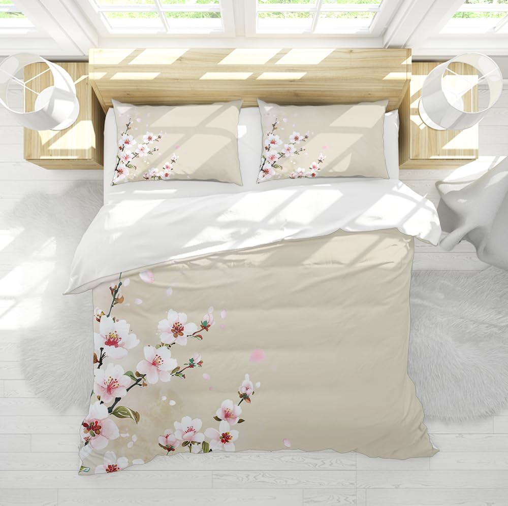 Couvre-couette cherry blossoms pour une ambiance de chambre cocooning et douce au toucher