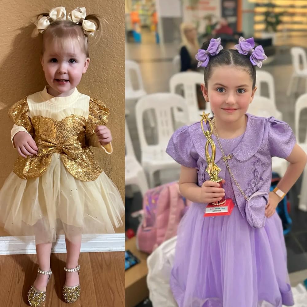 12pcs 4 Inch Hair Bows for Girls - Christmas Hair Clips with Alligator Clip, Glitter & Sparkly Ribbon Bows - Barrettes & Hairpins for Teens, Toddler, Kids - Image 4