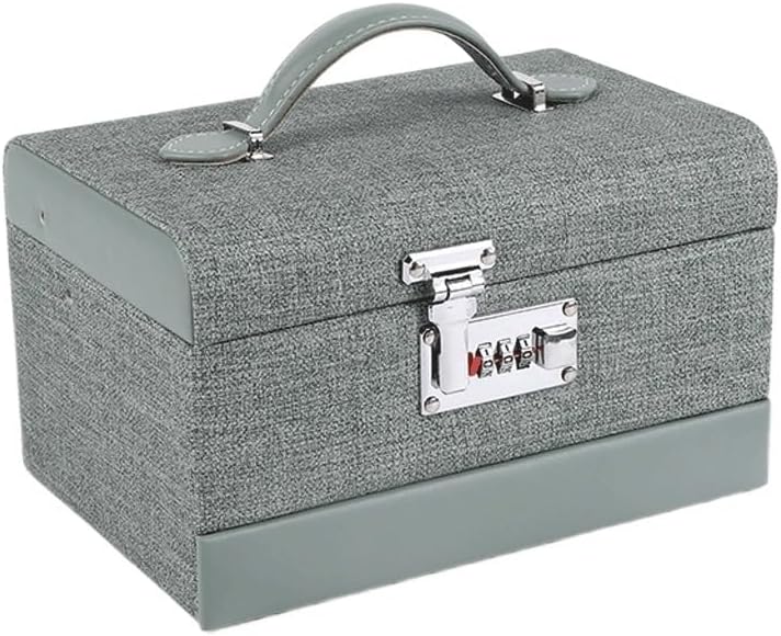 FMURY Large Capacity Portable Jewelry Storage Box Rings Earrings Jewelry Box Handheld with Lock(E)