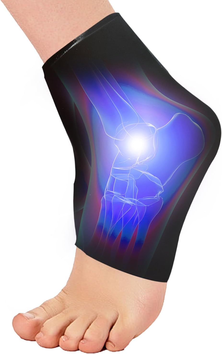 Ankle Ice Pack Wrap for Swelling and Injuries - Reusable Hot/Cold Therapy Gel Ice Pack with Compression Sleeve - Foot Pain and Injury Relief (Black)